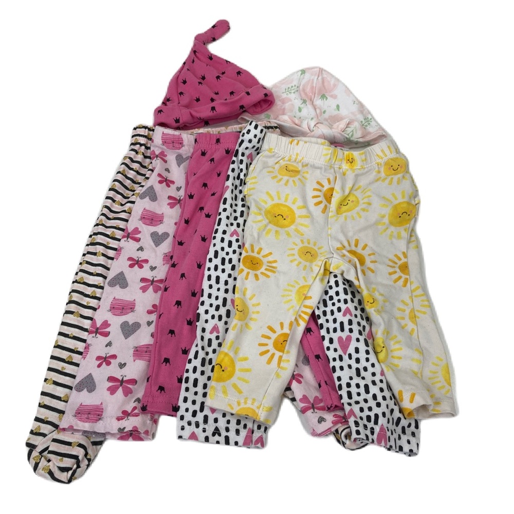 Old Navy Lila & Jack Swizzles Baby 6-9 lot of 6 leggings with hats Cutie pie